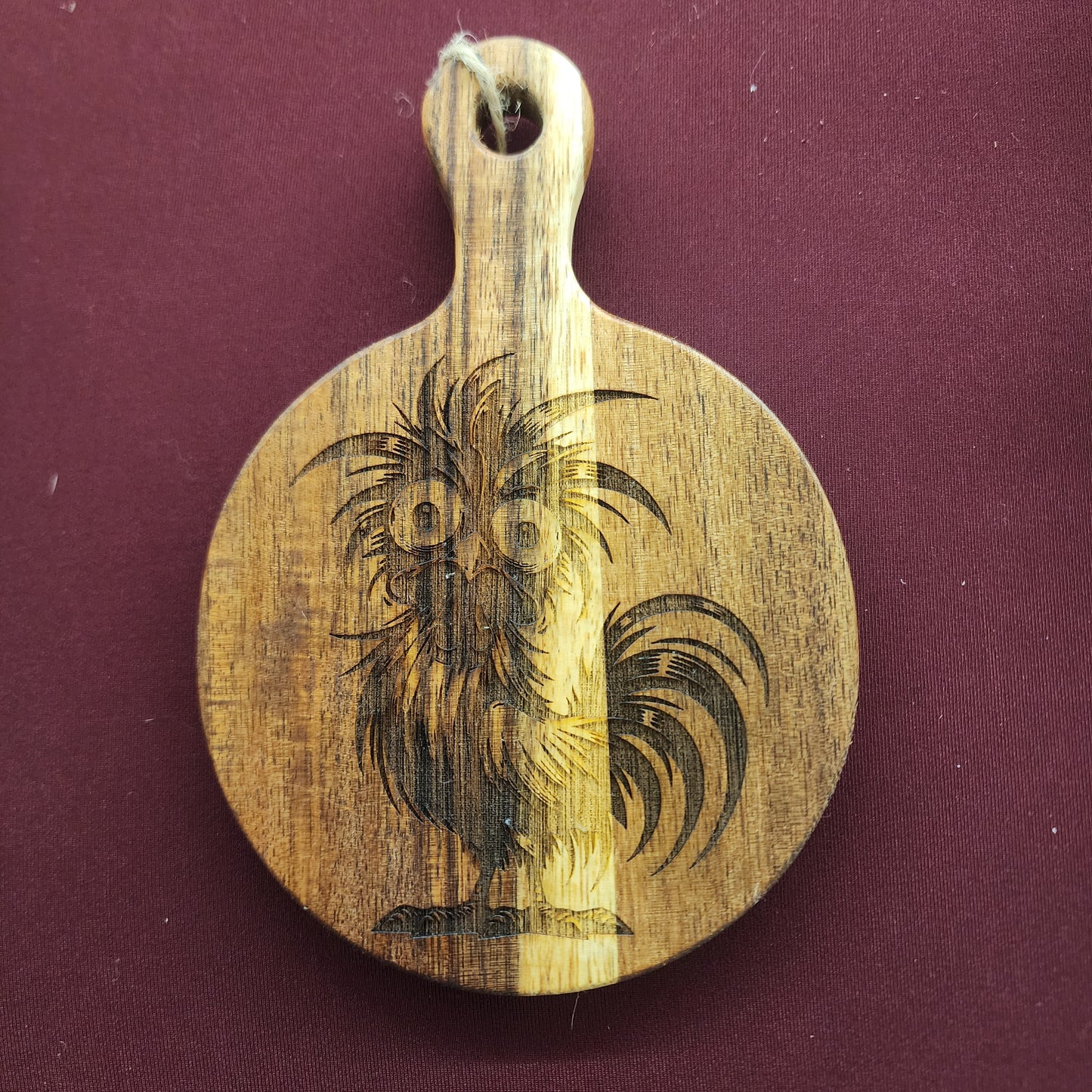 Engraved 4.5" Cutting Board - Crazy Rooster