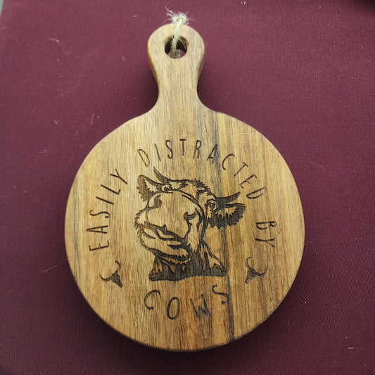 Engraved 4.5" Cutting Board - Easily Distracted By Cows