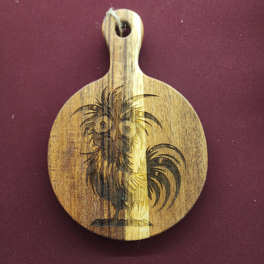 Engraved 4.5" Cutting Board - Crazy Rooster
